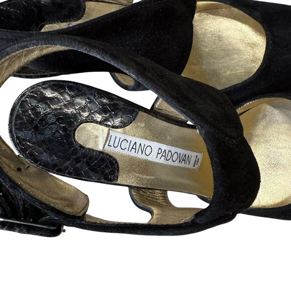 Vintage Luciano Padovan Red Bottom Suede Snakeskin Heels 36.5 - Picture 7 of 15